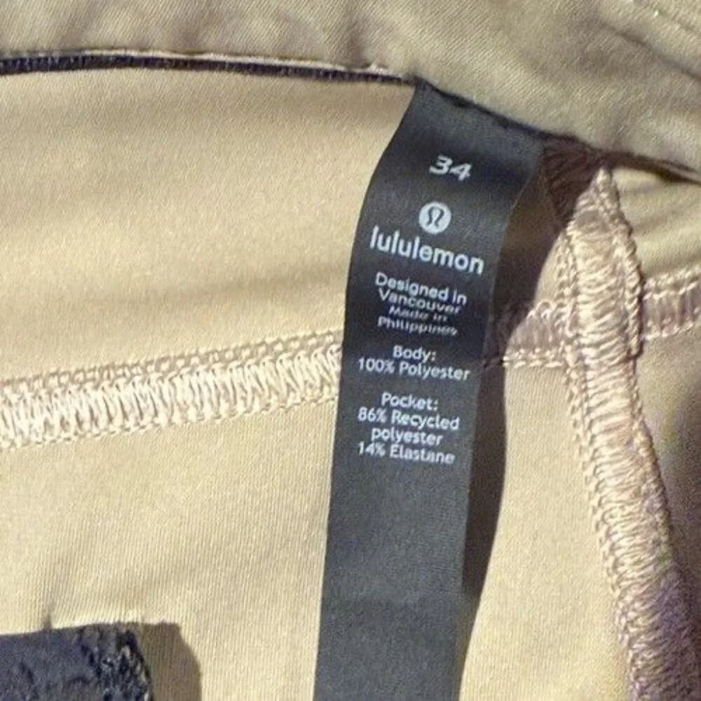 Mens Lululemon ABC Pants 34x27 Tofino Sand Khaki Classic Fit Warpstreme Commute